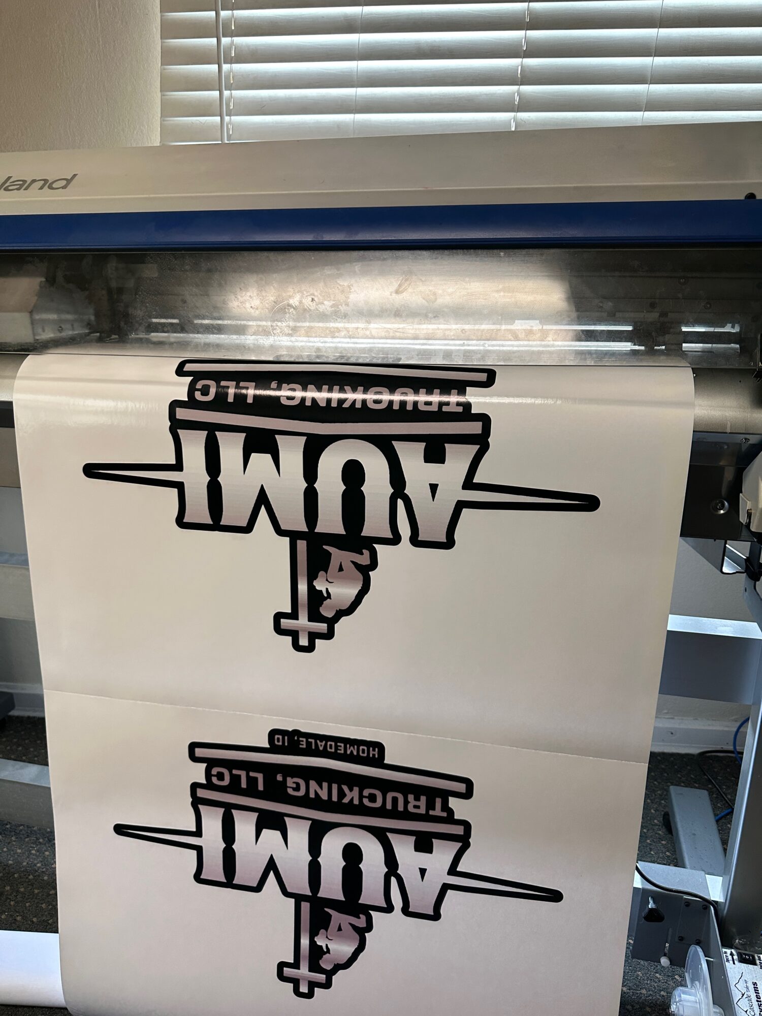 Custom decals being printed for a Boise client