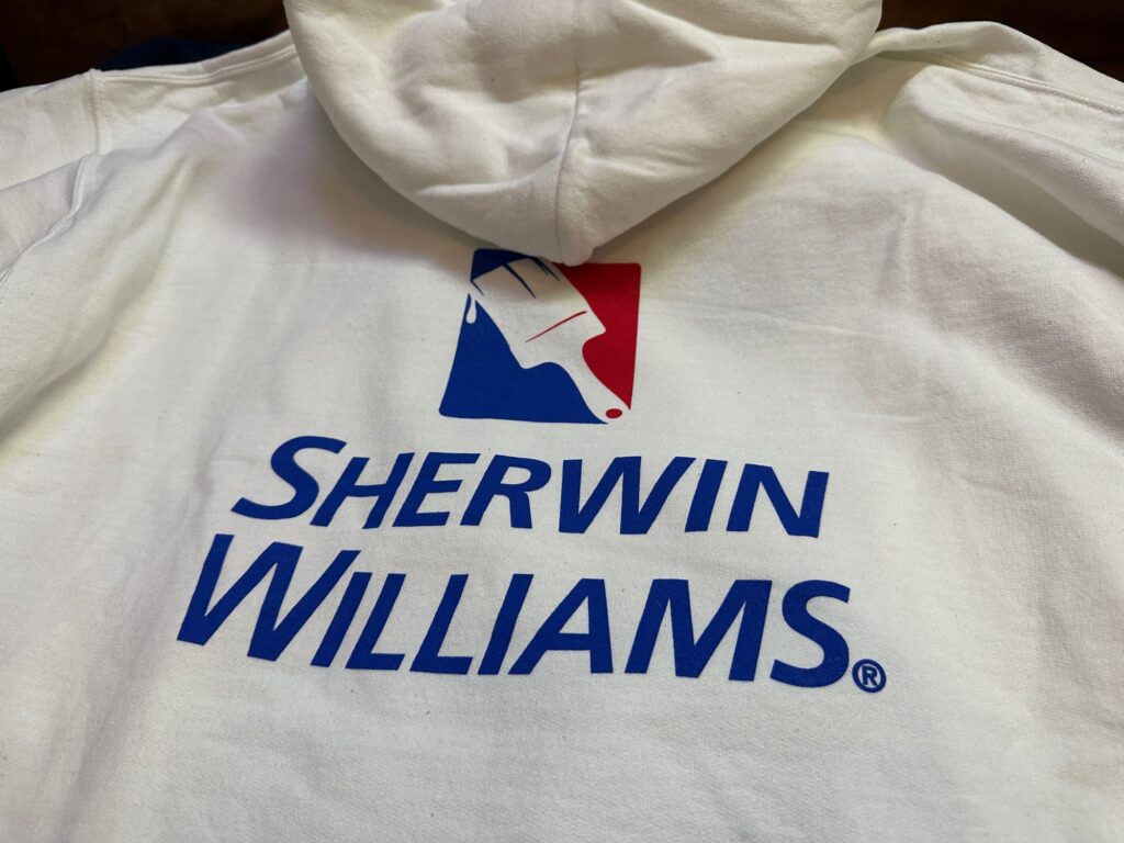 Custom screen printed hoodies with full back placement in Nampa