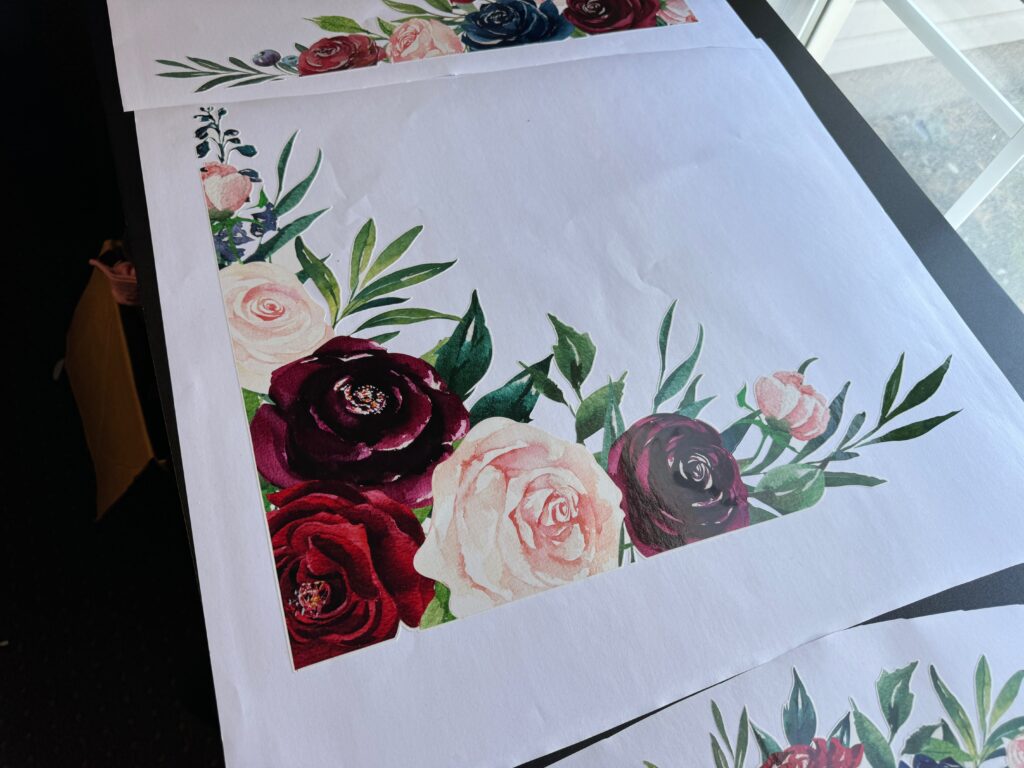 Customized floral wall decals for a local wedding near Nampa