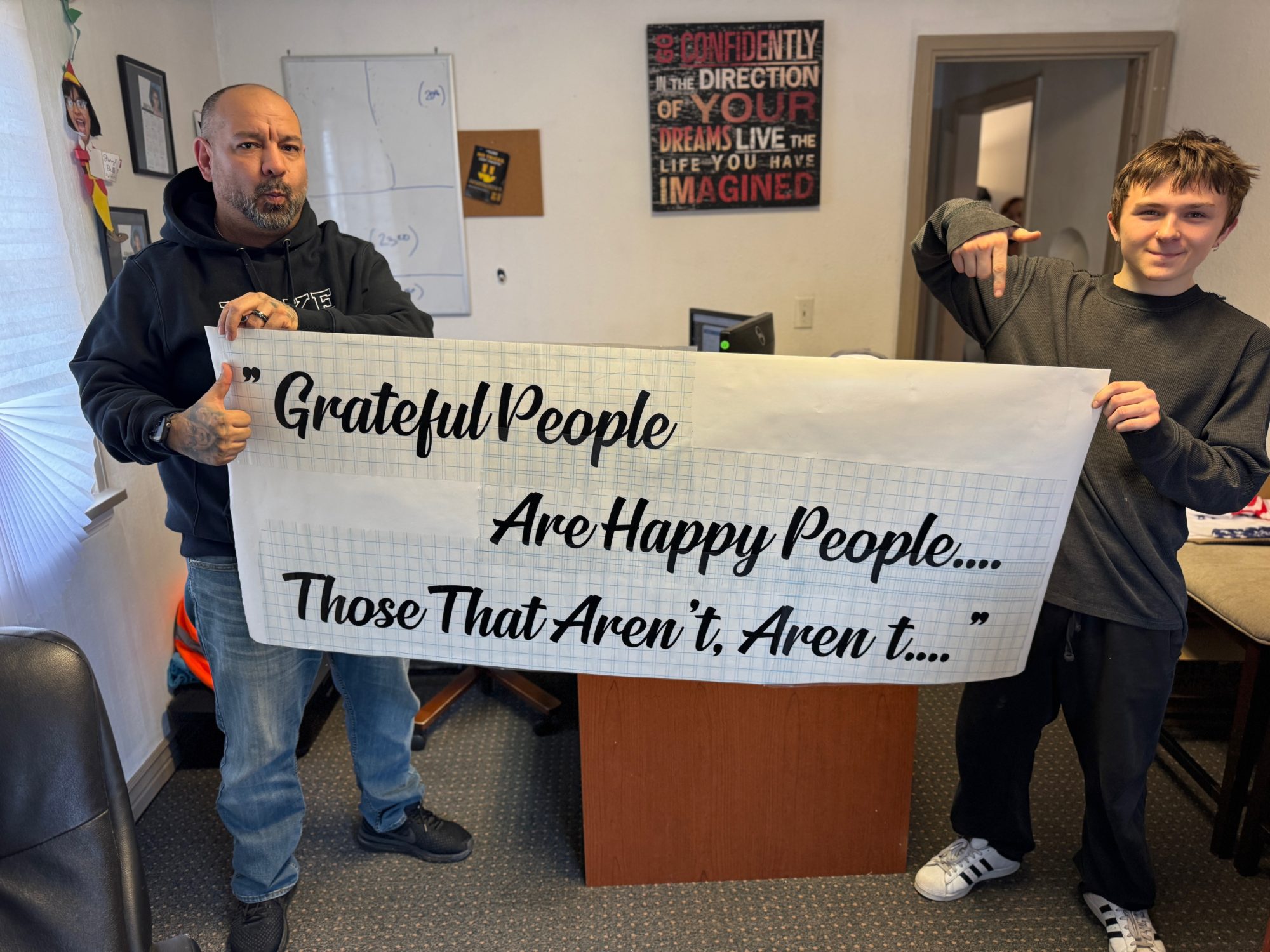 Large format wall decal with special phrase for a client in Nampa