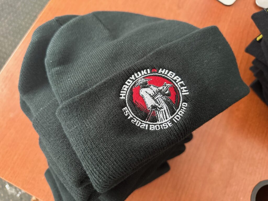 Custom embroidered beanie for a local restaurant in Nampa, Idaho