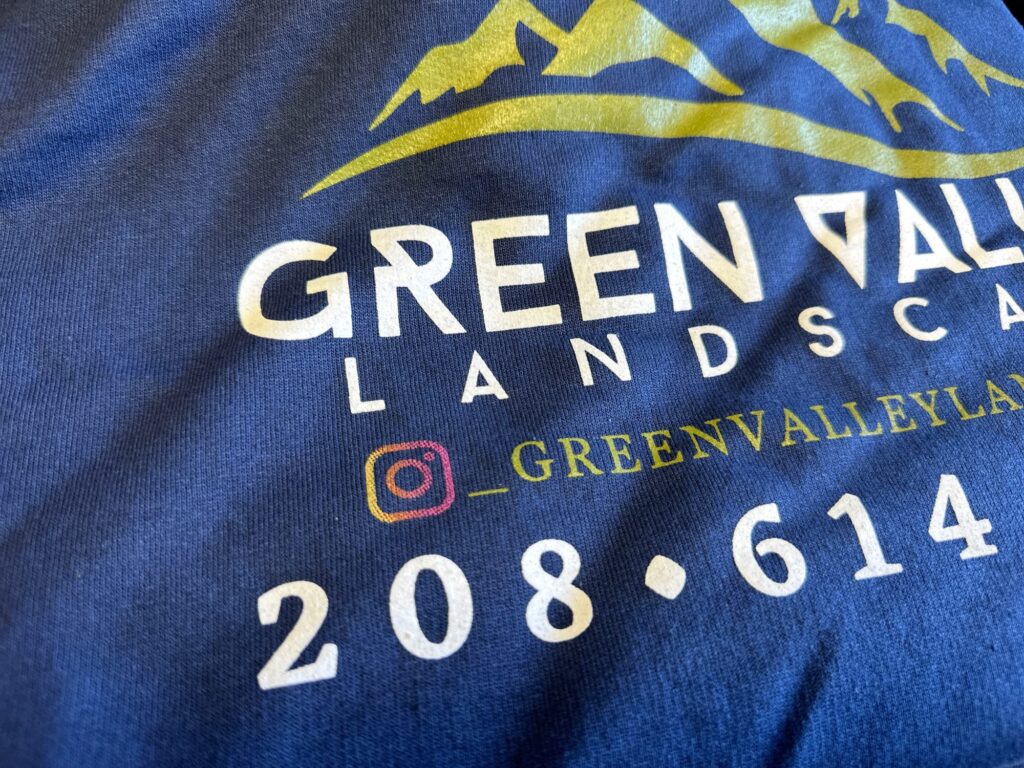 Gradient screen printed Instagram logo on a custom t-shirt printed at The Print Plug screen printing shop