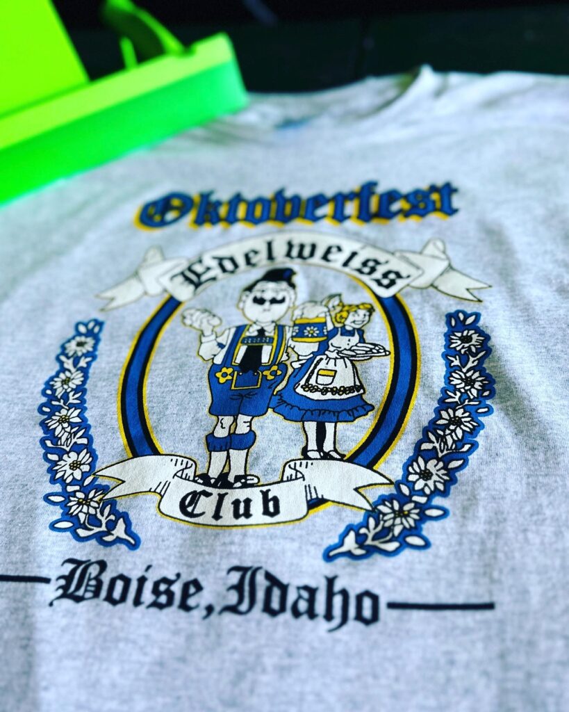 Custom screen printed shirt for a local festival in Boise, Idaho
