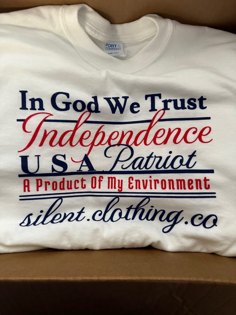 Custom t-shirts with screen printed design for a local brand in Nampa, Idaho