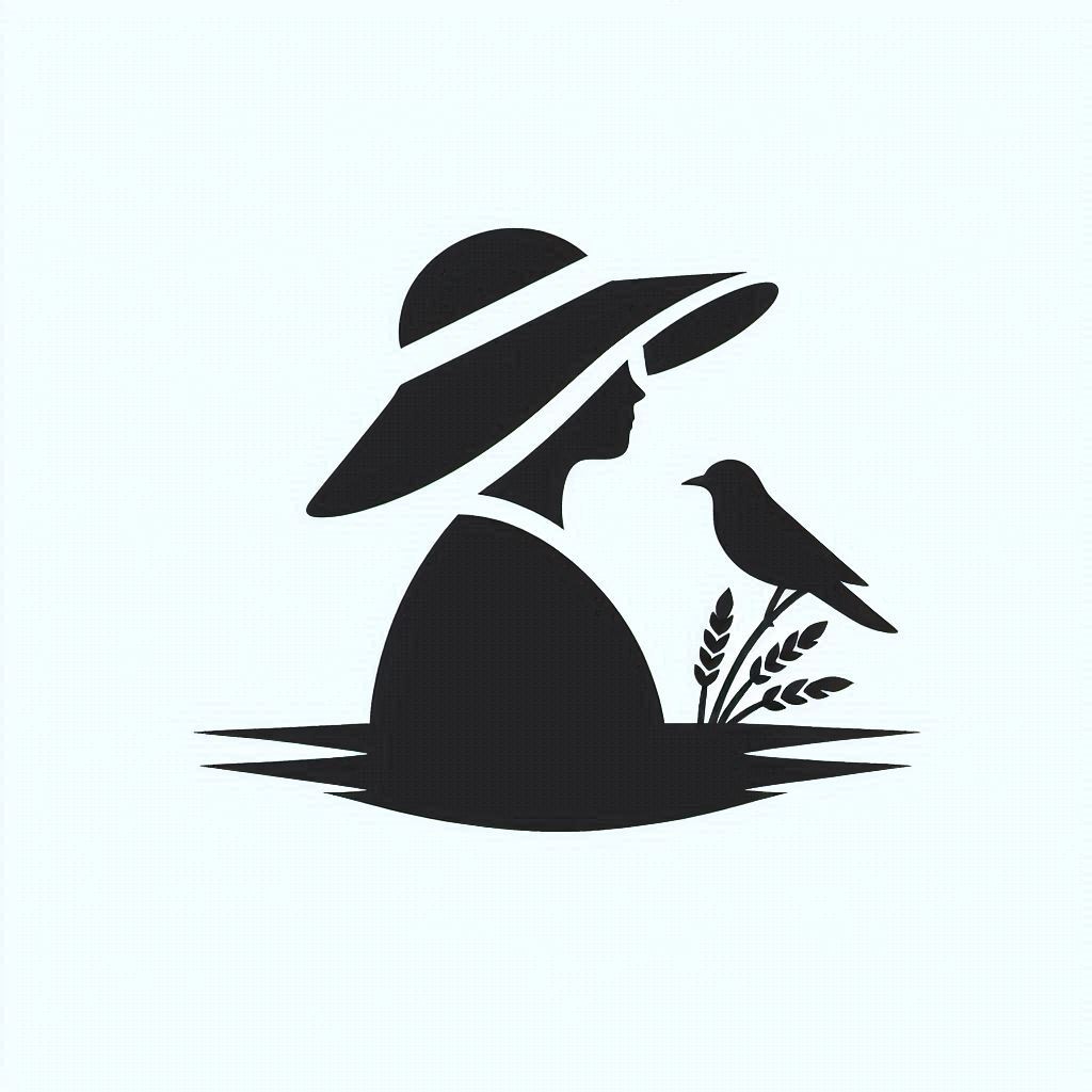 Custom graphic design of a gardener with a bird