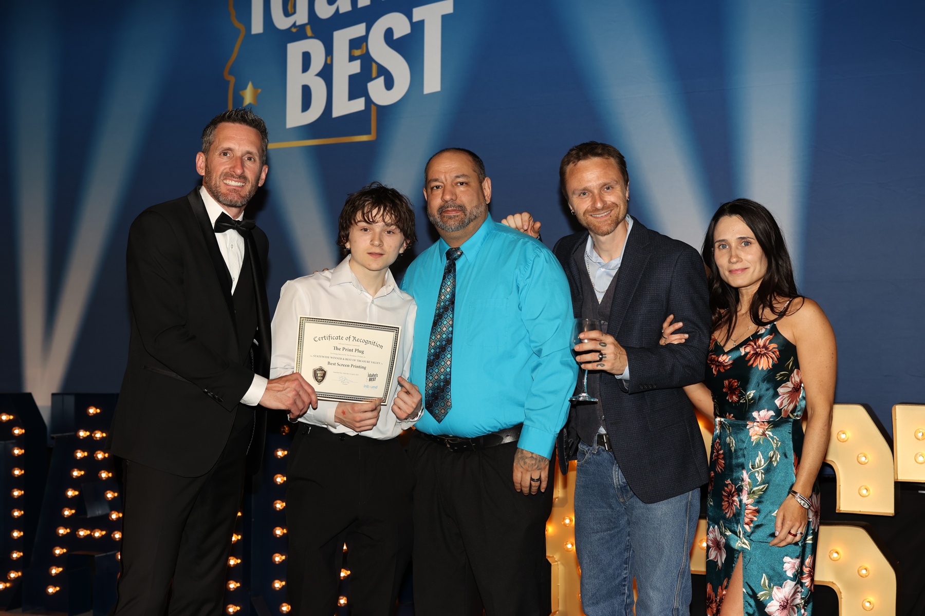 Accepting an award for Best Screen Printing & Embroidery in Idaho