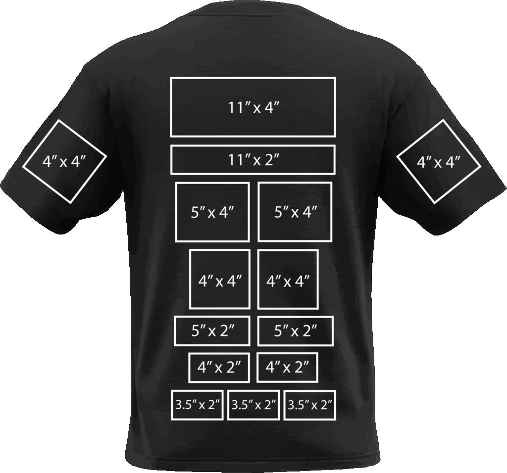 Custom t-shirt advertising placement options