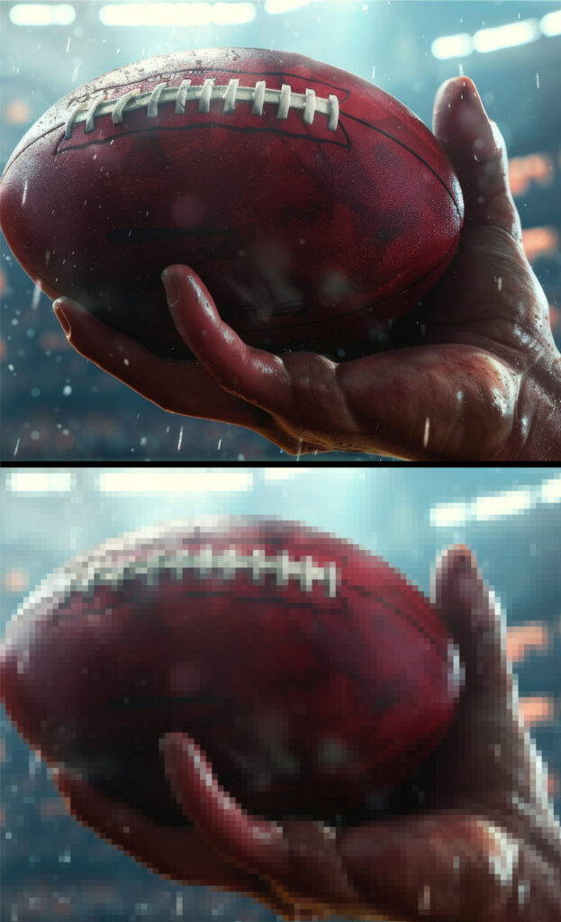 Example of high vs low resolution for printing