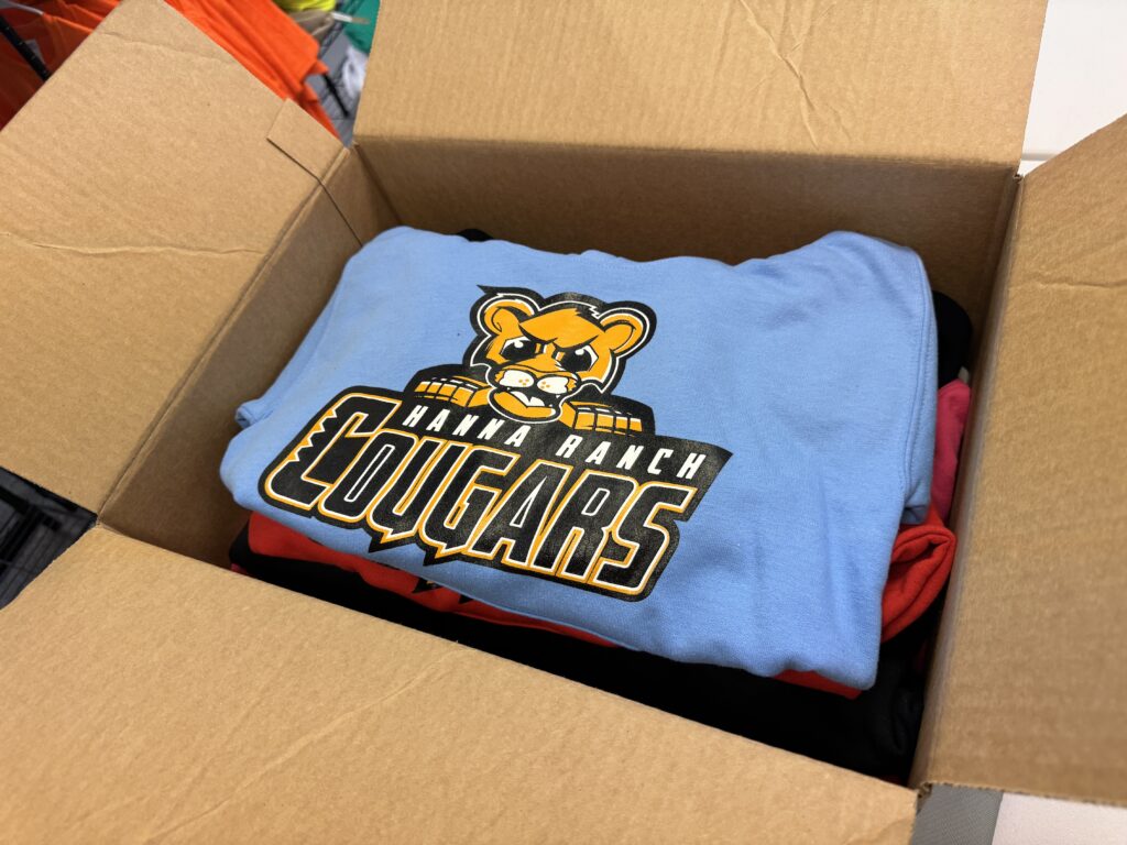 Bulk screen printed shirts for school athletic program