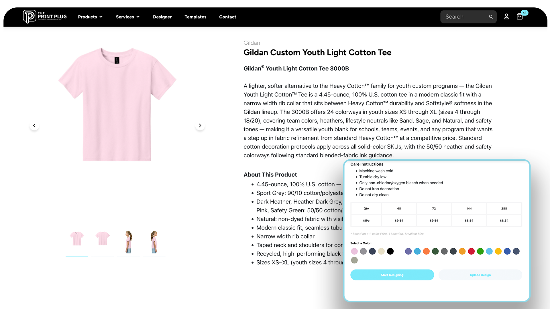 Select your custom garment and then select Start Designing