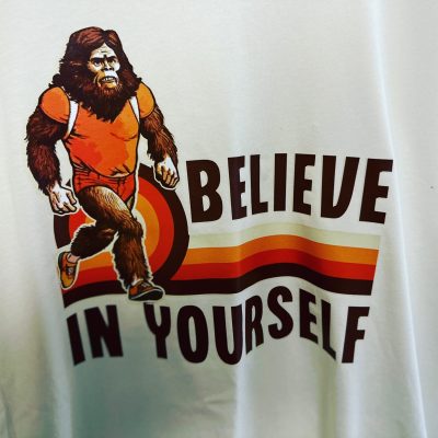 Heat-transfer vinyl image pressed onto a polyester shirt