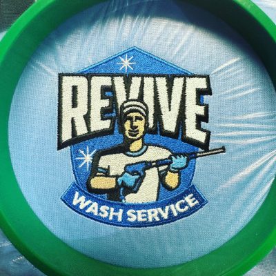 Custom full color logo embroidery for a local service company