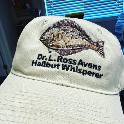 Custom embroidered hat with fish logo