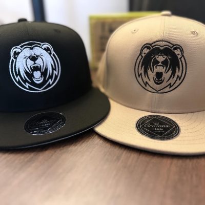 Embroidered logo on hat, different thread colors and hat colors