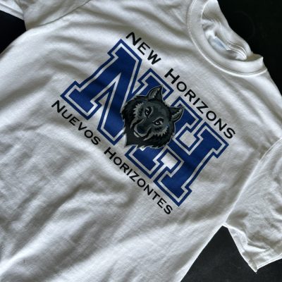 Screen printed design on t-shirt for specialty school