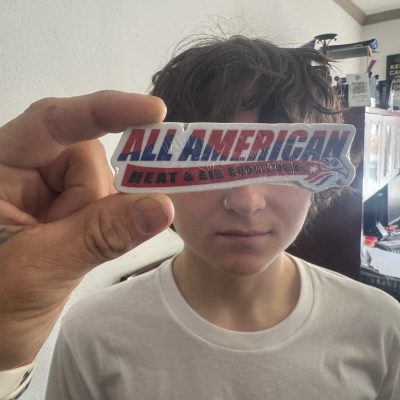 Custom vinyl sticker being showed off at The Print Plug in Nampa