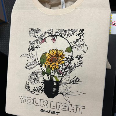 Custom graphic tee with bold lines and colors made by The Print Plug in Nampa