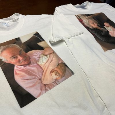 Custom matching t-shirts with photos printed on the front in Nampa, Idaho