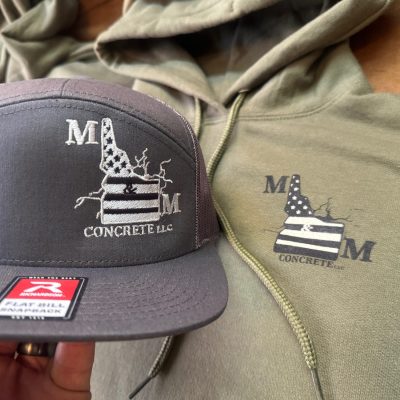 Custom embroidered hat with screen printed shirt created for a local company near Boise