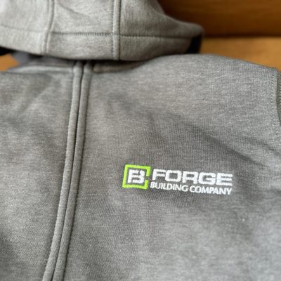 Custom embroidered jacket for a local construction company in Nampa, Idaho