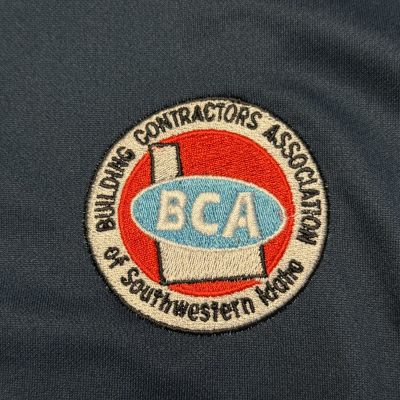 Custom embroidered logo with fine detail for a large contractor near Nampa