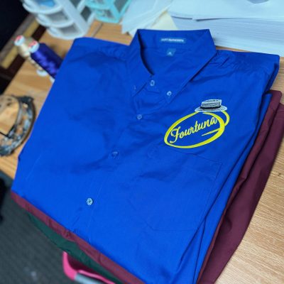 Custom logo embroidered onto a polo at The Print Plug in Nampa