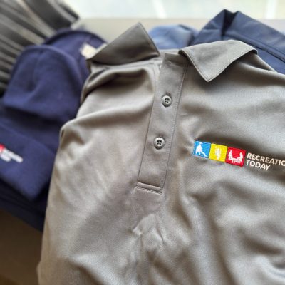 Custom embroidered polo shirts with logo embroidered on left chest for a local construction company near Nampa
