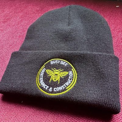 Custom embroidered beanies for a local Boise company