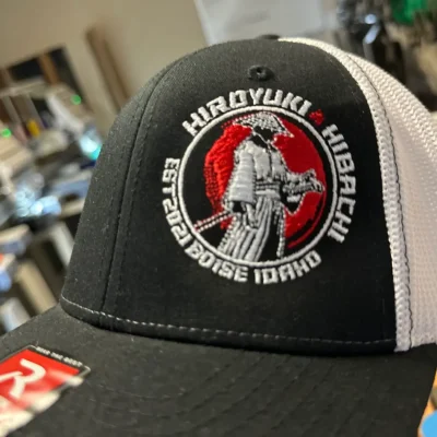 Custom baseball hat for restaurant with fine detail embroidery