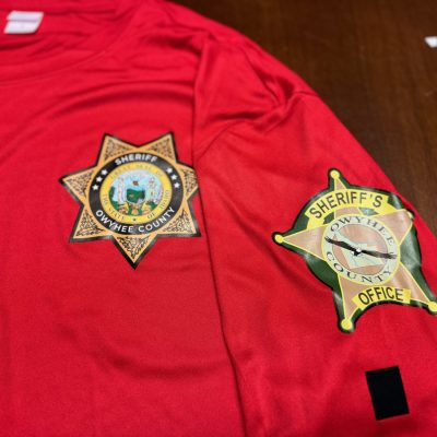 HTV printing on a law enforcement shirt at The Print Plug in Nampa, Idaho