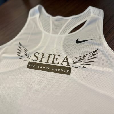 Custom HTV print on a tank top for a local insurance company in Nampa