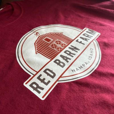 Custom HTV print on a graphic tee for a local business near Nampa