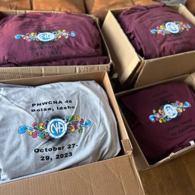 Custom t-shirts screen printed in bulk for local NA organization