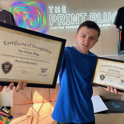 Showing off our Idaho's Best awards in Nampa