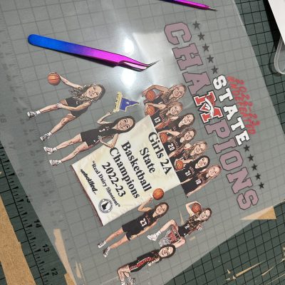 Multi-color custom HTV transfer sheet with weeding materials