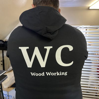 Full back HTV placement on a shirt in Nampa