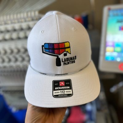 Custom embroidered baseball hat with business logo