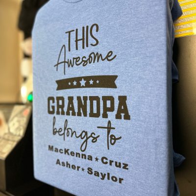 Custom direct-to-garment printed graphic tee for family