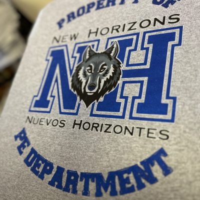 Screen printed design on a t-shirt for local school merchandise