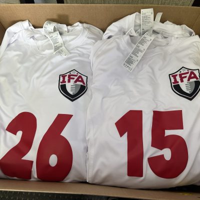 Custom screen printing and heat-transfer vinyl on jerseys