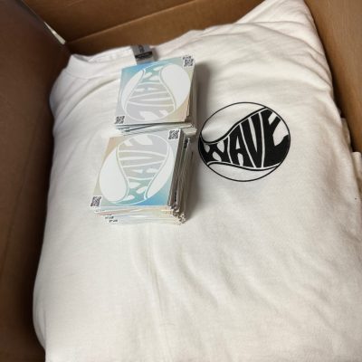 Custom printed shirts and stickers