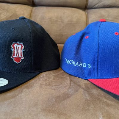 Custom embroidered hats with front and side placement