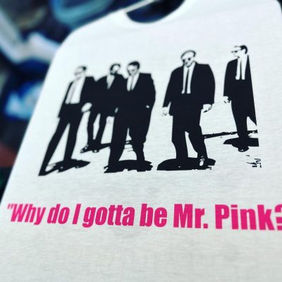 Custom 'Reservoir Dogs' pop culture DTG printed t-shirt in Nampa, Idaho